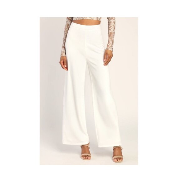 Lulus Get Dressed Up White Wide-Leg Pants Size Medium NWOT - Picture 3 of 4